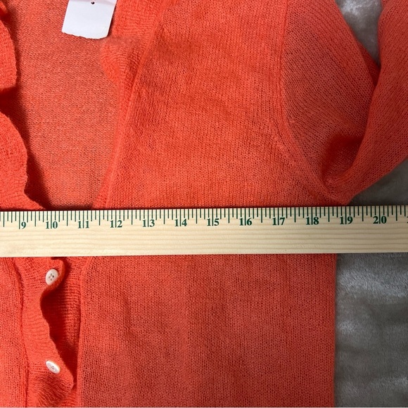 J.Crew Womens Mohair Wool Blend Cardigan Coral Ruffle Size Large Work Casual - Picture 8 of 10